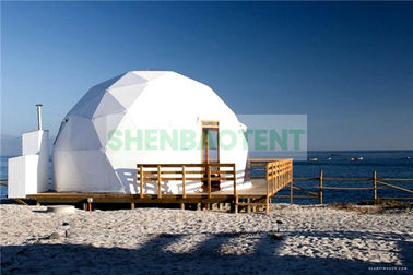 Camping Glamping Dome Tent 30 Square Meter Hotel With Flooring Solar Fan