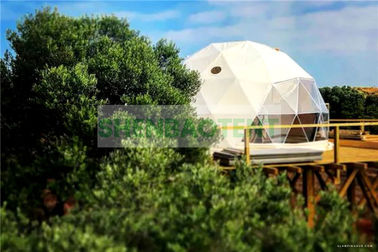 White PVC Steel Frame Tent , Camping Dome Tent With A Big Transparent Window